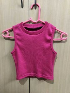 Vibrant Pink Sleeveless Crop Top