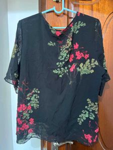 Elegant Black Floral Tunic Top