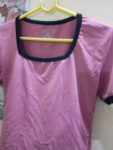 Cute Pink Square Neck T-Shirt