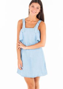 GUESS Light Wash Denim Cold Shoulder Dress