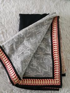 Black &amp; off white Embroidery Saree
