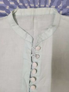 Classic Mint Green Embroidered Knee Length Kurti |