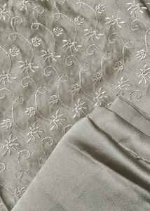 unstitched 2piece Chikankari satin silk set