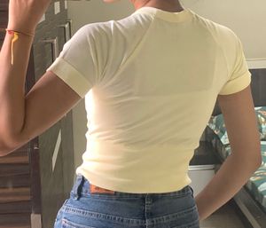 Butter Yellow Cropped Graphic T-Shirt