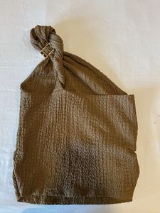 Chic Textured Asymmetrical Top woth Gold Cuff