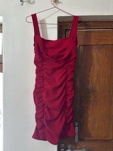 Red Ruched Bodycon Dress