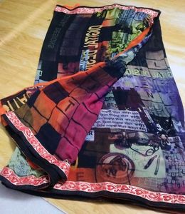 Vibrant digital printed Saree