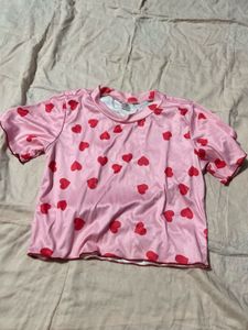Pink Heart Print Tee