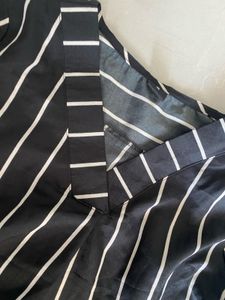 Black &amp; White Striped V-Neck Tunic