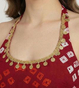 Stylish Red Bandhani Print Halter Neck kurti