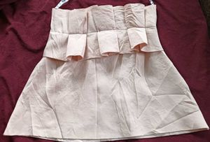 Chic Pink Ruffle Strapless Top