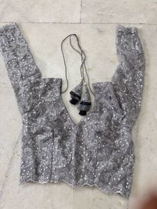 Elegant Silver Sequin Blouse