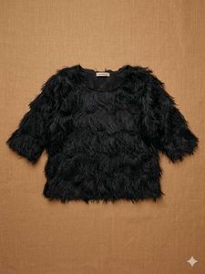 Black Feather Tunic Top