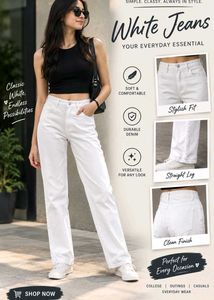 Classic White Straight Leg Jeans