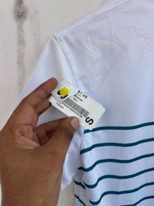 authentic Nike White Striped Polo T-Shirt