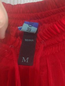 Vibrant Red Flowy Skirt(38 length)