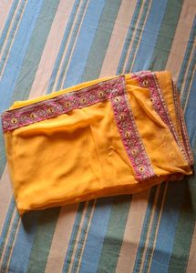 Elegant Yellow Saree with Border