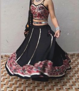 Stylish Black Embroidered Lehenga Choli