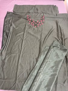 Embroidered Kurta with dupatta &amp; pyjami fabric