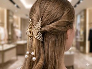 Elegant Butterfly Pearl Hair Claw
