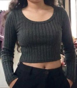 Shein Black Ribbed Long Sleeve Top