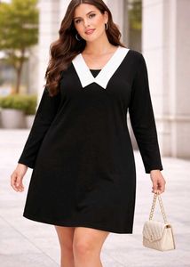 Chic Black & White Collar Dress
