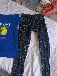 Cute Lemon Print T-Shirt and Leggings Set