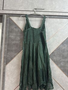 Boho Green Lace-Up Dress