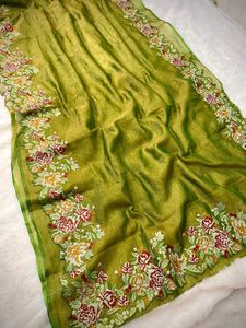 New Banarasi Tissue Silk Embroidered Saree