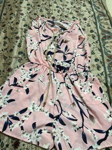 Pink Floral Print Romper
