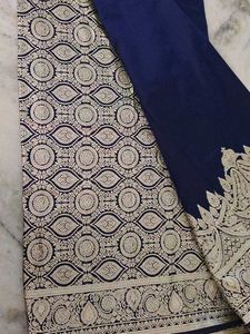 Navy Blue Banarasi Silk Saree