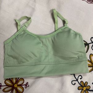 Light Green Ribbed Sports Bra
