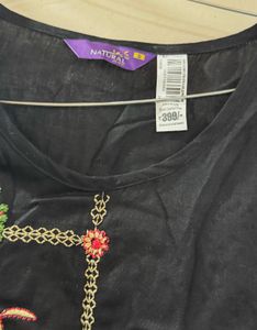Black Embroidered Flared Kurta