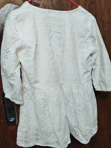 Elegant Cotton White Broderie Anglaise Top
