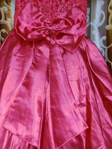 Girls Coral Pink Embellished Gown