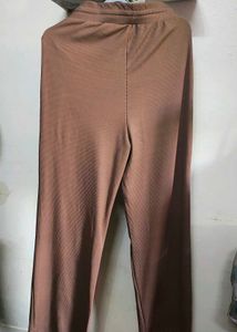 Brown Ribbed Wide-Leg Pants 🤎