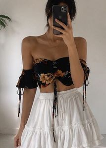 Boho Floral Print Off-Shoulder Top