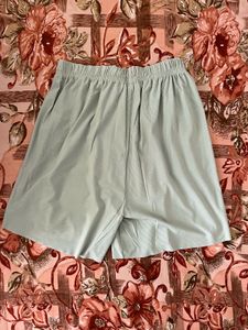 Light Green Elastic Waist Shorts