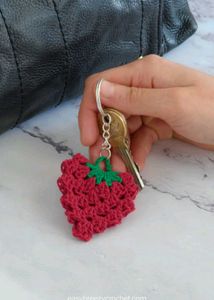 Crochet Strawberry Keychain