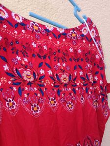 Vibrant Red Floral Maxi Dress