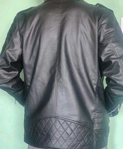 Men's Black Faux Leather Biker Jacket