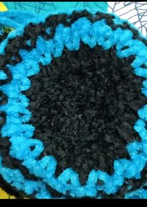 New Cozy Blue &amp; Black Knit Hat and Scarf Set
