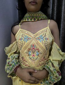 Yellow Floral Embroidered Anarkali Suit Set | Ethn