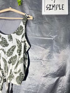 Leaf Print Tie-Front Tank Top