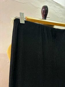 Women Striped Black Formal Pant