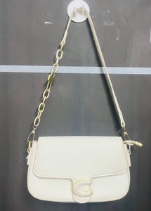 Chic White Crossbody Bag with Gold Chain