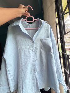 Light Blue Oversized Button-Up Shirt