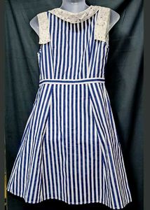 Classic Striped Dress with Crochet Collar