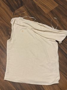 Women's Beige One-Shoulder Top
