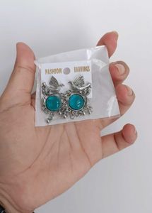 Boho Bird Earrings with Blue Gemstones